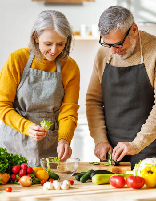 couple preparing foood