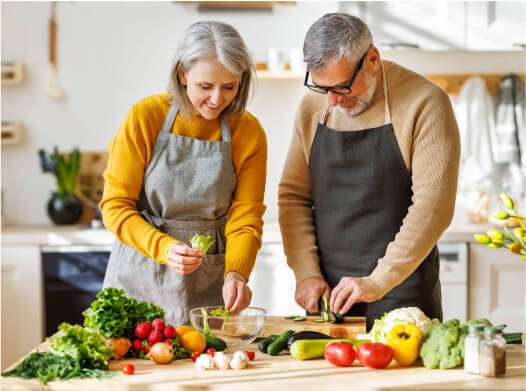 couple preparing foood